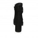 Botines para mujer con cremallera y accesorio en gamuza negra tacon 7 - Tallas disponibles:  45
