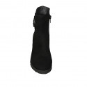 Botines para mujer con cremallera y accesorio en gamuza negra tacon 7 - Tallas disponibles:  45