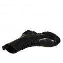Bottines pour femmes à lacets avec fermeture éclair en cuir noir talon 3 - Pointures disponibles:  33