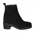Woman's ankle boot with zipper in black suede heel 6 - Available sizes:  45
