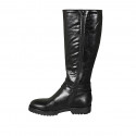 Bottes pour femmes avec boucles et fermeture éclair en cuir noir talon 3 - Pointures disponibles:  42