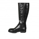 Woman's boot with zipper and buckles in black leather heel 3 - Available sizes:  42