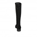 Botas a la rodilla para mujer en gamuza y material elastico negro tacon 3 - Tallas disponibles:  43, 45