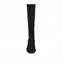 Bottes au genou pour femmes en daim et matériau élastique noir talon 3 - Pointures disponibles:  43, 45