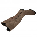 Woman's boot with half zipper in taupe suede and elastic material heel 4 - Available sizes:  42, 43