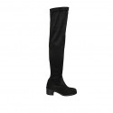 Woman's thighhigh boot in black suede and elastic material heel 5 - Available sizes:  34