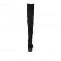 Botas arriba de la rodilla para mujer en gamuza y material elastico negro tacon 5 - Tallas disponibles:  34, 43