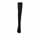 Woman's thighhigh boot in black suede and elastic material heel 5 - Available sizes:  34, 43