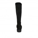 Bottes pour femmes en daim et tissu elastique noir talon 4 - Pointures disponibles:  43, 44, 45