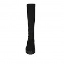 Bottes pour femmes en daim et tissu elastique noir talon 4 - Pointures disponibles:  43, 44, 45