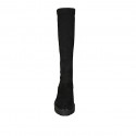 Woman's boot in black suede and elastic material heel 4 - Available sizes:  43, 45