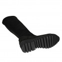 Bota para mujer en gamuza y tejido elastico negro tacon 4 - Tallas disponibles:  43, 44, 45