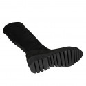 Woman's boot in black suede and elastic material heel 4 - Available sizes:  43, 45