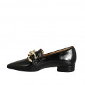 Woman's pointy mocassin in black patent leather with chain heel 3 - Available sizes:  42, 43, 44, 45, 46, 47