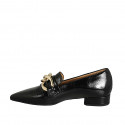 Woman's pointy mocassin in black patent leather with chain heel 3 - Available sizes:  42