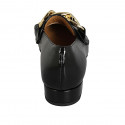 Mocasino a punta para mujer en charol negro con cadena tacon 3 - Tallas disponibles:  42, 43, 44, 45, 46, 47