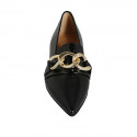 Woman's pointy mocassin in black patent leather with chain heel 3 - Available sizes:  42