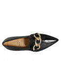 Woman's pointy mocassin in black patent leather with chain heel 3 - Available sizes:  42