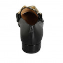 Woman's pointy mocassin in black leather with chain heel 3 - Available sizes:  33, 44, 46
