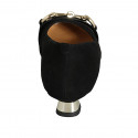 Escarpin pour femmes avec accessoire en daim et cuir noir talon 3 - Pointures disponibles:  32