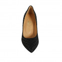 Woman's pump in black printed suede heel 8 - Available sizes:  42
