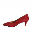 Woman's pump in dark red suede heel 6 - Available sizes:  32