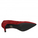 Escarpin pour femmes en daim rouge foncé talon 6 - Pointures disponibles:  32
