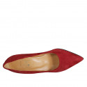 Zapato de salon para mujer en gamuza rojo oscuro tacon 6 - Tallas disponibles:  32