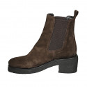 Woman's ankle boot with elastic bands in brown suede heel 6 - Available sizes:  45