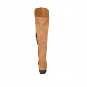 Bota para mujer con media cremallera en tejido elastico y gamuza brun claro tacon 3 - Tallas disponibles:  34