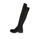 Woman's boot in black suede and elastic material with half zipper heel 3 - Available sizes:  33