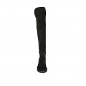 Bota para mujer en tejido elastico y gamuza negra con media cremallera tacon 3 - Tallas disponibles:  33