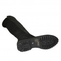 Bota para mujer en tejido elastico y gamuza negra con media cremallera tacon 3 - Tallas disponibles:  33
