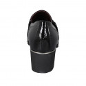 Woman's mocassin with accessory and removable insole in black leather and patent leather heel 5 - Available sizes:  31, 44