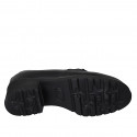 Woman's mocassin with accessory and removable insole in black leather and patent leather heel 5 - Available sizes:  31, 44