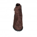 Woman's ankle boot with removable insole, buckle, elastic and zipper in brown suede heel 6 - Available sizes:  32, 43