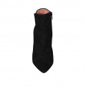 Botines a punta para mujer con cremallera en gamuza negra tacon 9 - Tallas disponibles:  42