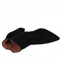 Botines a punta para mujer con cremallera en gamuza negra tacon 9 - Tallas disponibles:  42