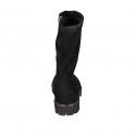 Woman's ankle boot with zipper in black suede and elastic material heel 3 - Available sizes:  32