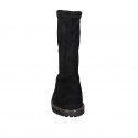 Woman's ankle boot with zipper in black suede and elastic material heel 3 - Available sizes:  32
