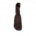 Botines para mujer con cremallera en gamuza y material elastico marron tacon 6 - Tallas disponibles:  43