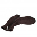 Botines para mujer con cremallera en gamuza y material elastico marron tacon 6 - Tallas disponibles:  43