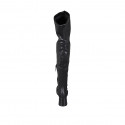 Stivale sopra al ginocchio da donna in pelle ed elasticizzato nero con mezza cerniera tacco 6 - Misure disponibili: 33, 34, 43