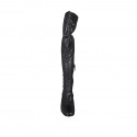 Stivale sopra al ginocchio da donna in pelle ed elasticizzato nero con mezza cerniera tacco 6 - Misure disponibili: 33, 34, 43