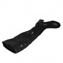 Botas sobre la rodilla para mujer en piel y material elastico negro con media cremallera tacon 6 - Tallas disponibles:  32, 33, 34, 43, 45