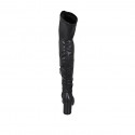 Stivale sopra al ginocchio da donna in pelle ed elasticizzata nera con mezza cerniera tacco 8 - Misure disponibili: 33, 34