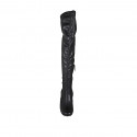 Stivale sopra al ginocchio da donna in pelle ed elasticizzata nera con mezza cerniera tacco 8 - Misure disponibili: 33, 34