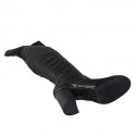 Stivale sopra al ginocchio da donna in pelle ed elasticizzata nera con mezza cerniera tacco 8 - Misure disponibili: 33, 34