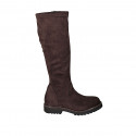 Woman's boot with half zipper in brown suede and elastic material heel 3 - Available sizes:  33, 34