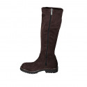 Bota para mujer con media cremallera en material elastico y gamuza marron tacon 3 - Tallas disponibles:  33